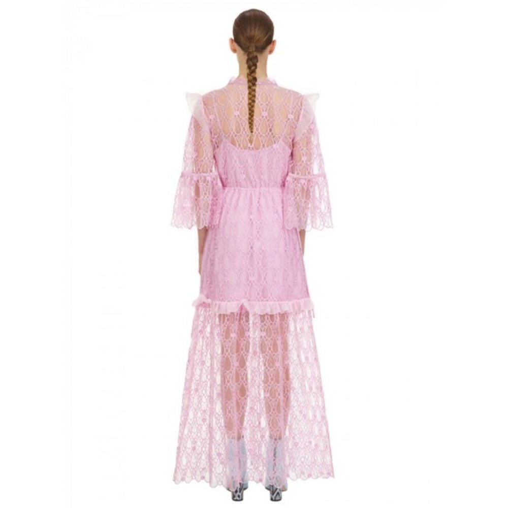 NWT Self-Portrait Tear Drop Mesh Maxi Dress Lilac Size 0 - Picture 5 of 7